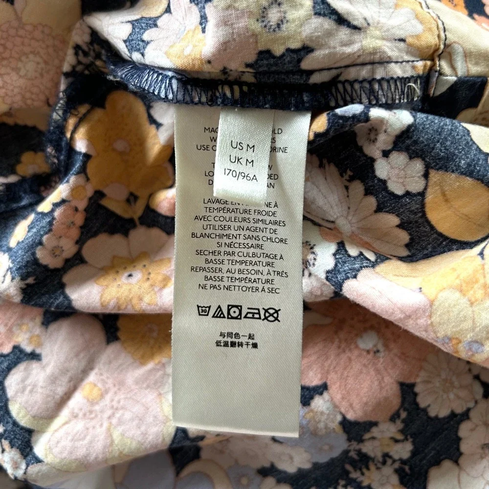 Free People Park Slope Floral Cotton Maxi Dress Navy Combo M Summer Vacation
